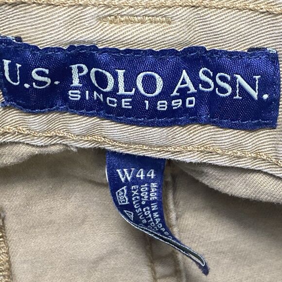 U.S. Polo Association Men's Cargo Shorts Size 44 Khaki Distressed Cotton - Picture 9 of 11